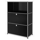 USM Haller Highboard M, Customisable, Graphite black RAL 9011, Open, With drop-down door, With drop-down door