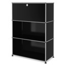 USM Haller Highboard M, Customisable, Graphite black RAL 9011, With drop-down door, Open, Open