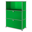 USM Haller Highboard M, Customisable, USM green, Open, With drop-down door, With drop-down door