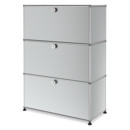 USM Haller Highboard M, Customisable, USM matte silver, With drop-down door, With drop-down door, With drop-down door