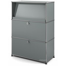 USM Haller Highboard M with Angled Shelf, Mid grey RAL 7005