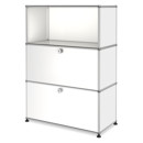 USM Haller Highboard M, Customisable, Pure white RAL 9010, Open, With drop-down door, With drop-down door