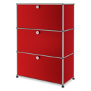 USM Haller Highboard M, Customisable, USM ruby red, With drop-down door, With drop-down door, With drop-down door