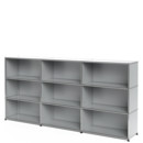 USM Haller Highboard XL, Customisable, Light grey RAL 7035, Open, Open, Open