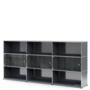 USM Haller Highboard XL with 3 Glass Doors, with lock handle, Anthracite RAL 7016