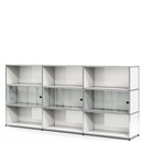 USM Haller Highboard XL with 3 Glass Doors, with lock handle, Pure white RAL 9010