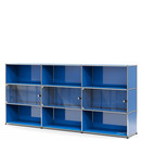 USM Haller Highboard XL with 3 Glass Doors, without lock, Gentian blue RAL 5010