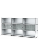 USM Haller Highboard XL with 3 Glass Doors, without lock, USM matte silver