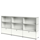 USM Haller Highboard XL, Customisable, Pure white RAL 9010, Open, Open, With 3 drop-down doors