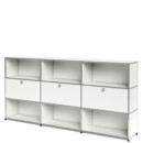 USM Haller Highboard XL, Customisable, Pure white RAL 9010, Open, With 3 drop-down doors, Open