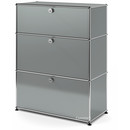 USM Haller Storage Unit with 3 Drawers, H 95 + 4 x W 75 x D 35 cm, Mid grey RAL 7005