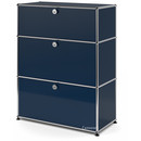 USM Haller Storage Unit with 3 Drawers, H 95 + 4 x W 75 x D 35 cm, Steel blue RAL 5011