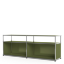 USM Haller Lowboard L with Extension, Edition olive green, Customisable, Open, Without cable entry hole