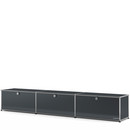 USM Haller Lowboard XL, Customisable, Anthracite RAL 7016, With 3 drop-down doors, 35 cm