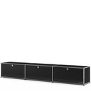 USM Haller Lowboard XL, Customisable, Graphite black RAL 9011, With 3 drop-down doors, 35 cm