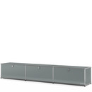 USM Haller Lowboard XL, Customisable, Mid grey RAL 7005, With 3 drop-down doors, 35 cm