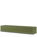 USM Haller Lowboard XL, Edition olive green, Customisable, With 3 drop-down doors, 50 cm