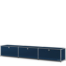 USM Haller Lowboard XL, Customisable, Steel blue RAL 5011, With 3 drop-down doors, 35 cm