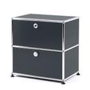 USM Haller Bedside Table with 2 Drop-down Doors, Anthracite RAL 7016