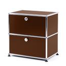 USM Haller Bedside Table with 2 Drop-down Doors, USM brown