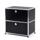 USM Haller Bedside Table with 2 Drop-down Doors, Graphite black RAL 9011