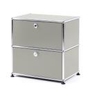 USM Haller Bedside Table with 2 Drop-down Doors, Light grey RAL 7035