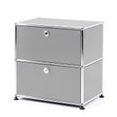 USM Haller Bedside Table with 2 Drop-down Doors, USM matte silver