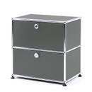 USM Haller Bedside Table with 2 Drop-down Doors, Mid grey RAL 7005