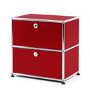 USM Haller Bedside Table with 2 Drop-down Doors, USM ruby red