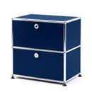 USM Haller Bedside Table with 2 Drop-down Doors, Steel blue RAL 5011