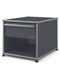 USM Haller Bedside Table with Drawer, Anthracite RAL 7016, Small (H 39 x B 42,5 x D 53 cm)