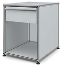 USM Haller Bedside Table with Drawer, USM matte silver, Large (H 54 x W 42,5 x D 53 cm)