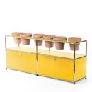 Details USM Haller USM Haller Plant World Sideboard USM Haller Plant World Sideboard, Golden yellow RAL 1004, With 2 drop-down doors, With 6 pots, Terracotta