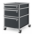 USM Haller Mobile Pedestal with 3 Drawers Type II (with Counterbalance), All compartments with a lock, Anthracite RAL 7016