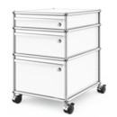 USM Haller Mobile Pedestal with 3 Drawers Type II (with Counterbalance), All compartments with a lock, Pure white RAL 9010