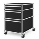 USM Haller Mobile Pedestal with 3 Drawers Type II (with Counterbalance), No locks, Graphite black RAL 9011