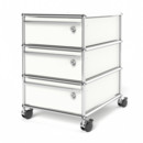 USM Haller Mobile Pedestal with 3 Drawers Type I (with Counterbalance), All compartments with a lock, Pure white RAL 9010