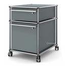 USM Haller Mobile Pedestal with Hanging File Basket, All compartments with a lock, Mid grey RAL 7005
