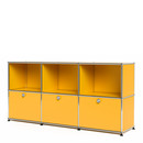 USM Haller Sideboard 50, Customisable, Golden yellow RAL 1004, Open, With 3 drop-down doors
