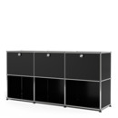 USM Haller Sideboard 50, Customisable, Graphite black RAL 9011, With 3 drop-down doors, Open