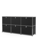 USM Haller Sideboard 50, Customisable, Graphite black RAL 9011, With 3 drop-down doors, With 3 drop-down doors