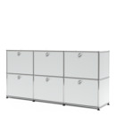 USM Haller Sideboard 50, Customisable, USM matte silver, With 3 drop-down doors, With 3 drop-down doors