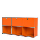 USM Haller Sideboard 50, Customisable, Pure orange RAL 2004, With 3 drop-down doors, Open