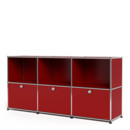 USM Haller Sideboard 50, Customisable, USM ruby red, Open, With 3 drop-down doors