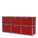 USM Haller Sideboard 50, Customisable, USM ruby red, With 3 drop-down doors, With 3 drop-down doors
