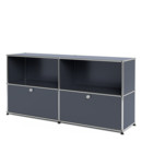 USM Haller Sideboard L, Customisable, Anthracite RAL 7016, Open, With 2 drop-down doors