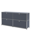 USM Haller Sideboard L, Customisable, Anthracite RAL 7016, With 2 drop-down doors, With 2 drop-down doors
