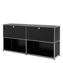 USM Haller Sideboard L, Customisable, Graphite black RAL 9011, With 2 drop-down doors, Open