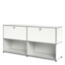 USM Haller Sideboard L, Customisable, Pure white RAL 9010, With 2 drop-down doors, Open