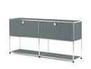 USM Haller Sideboard L with 2 Drop-down Doors, Lower Tier Structure, Mid grey RAL 7005